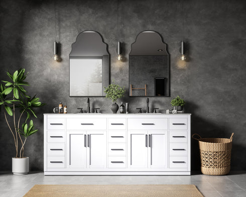 Elegant Lighting Alden Vanity Cabinet 4Dr11Dw 84 Inch W x 22 Inch D x 35 Inch H in White Model: VF29784DWH