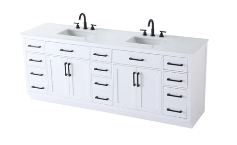 Elegant Lighting Alden Vanity Cabinet 4Dr11Dw 84 Inch W x 22 Inch D x 35 Inch H in White Model: VF29784DWH
