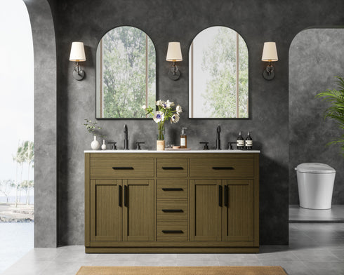 Elegant Lighting Alden Vanity Cabinet 4Dr5Dw 60 Inch W x 22 Inch D x 35 Inch H in Chestnut Brown Model: VF29760DMCB