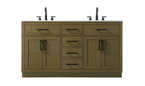 Elegant Lighting Alden Vanity Cabinet 4Dr5Dw 60 Inch W x 22 Inch D x 35 Inch H in Chestnut Brown Model: VF29760DMCB