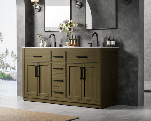 Elegant Lighting Alden Vanity Cabinet 4Dr5Dw 60 Inch W x 22 Inch D x 35 Inch H in Chestnut Brown Model: VF29760DMCB