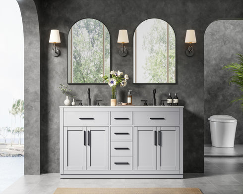 Elegant Lighting Alden Vanity Cabinet 4Dr5Dw 60 Inch W x 22 Inch D x 35 Inch H in Grey Model: VF29760DGR