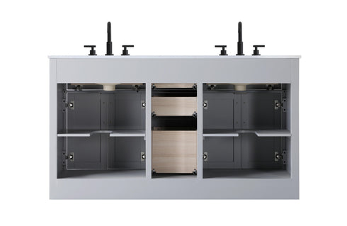 Elegant Lighting Alden Vanity Cabinet 4Dr5Dw 60 Inch W x 22 Inch D x 35 Inch H in Grey Model: VF29760DGR