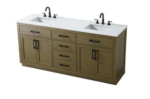 Elegant Lighting Alden Vanity Cabinet 4Dr5Dw 72 Inch W x 22 Inch D x 35 Inch H in Chestnut Brown Model: VF29772DMCB