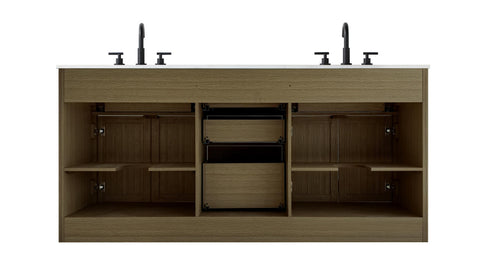 Elegant Lighting Alden Vanity Cabinet 4Dr5Dw 72 Inch W x 22 Inch D x 35 Inch H in Chestnut Brown Model: VF29772DMCB