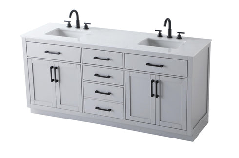 Elegant Lighting Alden Vanity Cabinet 4Dr5Dw 72 Inch W x 22 Inch D x 35 Inch H in Grey Model: VF29772DGR