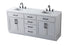 Elegant Lighting Alden Vanity Cabinet 4Dr5Dw 72 Inch W x 22 Inch D x 35 Inch H in Grey Model: VF29772DGR