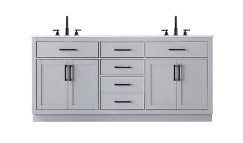 Elegant Lighting Alden Vanity Cabinet 4Dr5Dw 72 Inch W x 22 Inch D x 35 Inch H in Grey Model: VF29772DGR