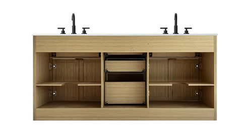 Elegant Lighting Alden Vanity Cabinet 4Dr5Dw 72 Inch W x 22 Inch D x 35 Inch H in Honey Brown Model: VF29772DMHB