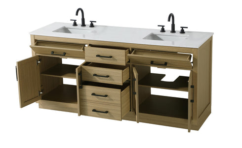 Elegant Lighting Alden Vanity Cabinet 4Dr5Dw 72 Inch W x 22 Inch D x 35 Inch H in Honey Brown Model: VF29772DMHB