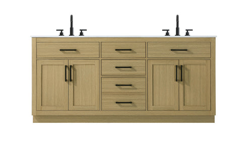 Elegant Lighting Alden Vanity Cabinet 4Dr5Dw 72 Inch W x 22 Inch D x 35 Inch H in Honey Brown Model: VF29772DMHB