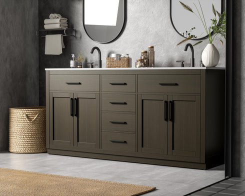 Elegant Lighting Alden Vanity Cabinet 4Dr5Dw 72 Inch W x 22 Inch D x 35 Inch H in Mocha Brown Model: VF29772DMMB
