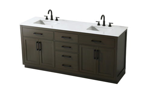 Elegant Lighting Alden Vanity Cabinet 4Dr5Dw 72 Inch W x 22 Inch D x 35 Inch H in Mocha Brown Model: VF29772DMMB