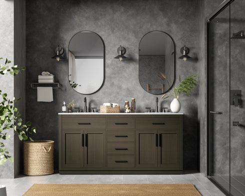 Elegant Lighting Alden Vanity Cabinet 4Dr5Dw 72 Inch W x 22 Inch D x 35 Inch H in Mocha Brown Model: VF29772DMMB