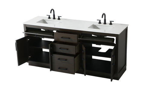 Elegant Lighting Alden Vanity Cabinet 4Dr5Dw 72 Inch W x 22 Inch D x 35 Inch H in Mocha Brown Model: VF29772DMMB