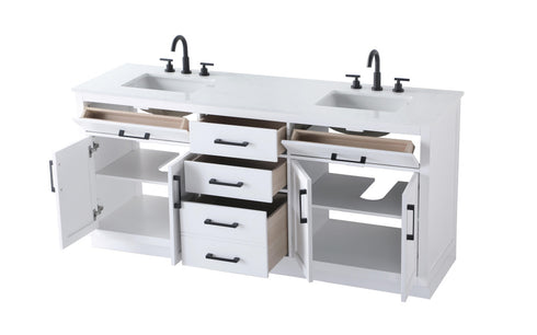 Elegant Lighting Alden Vanity Cabinet 4Dr5Dw 72 Inch W x 22 Inch D x 35 Inch H in White Model: VF29772DWH