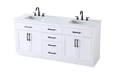 Elegant Lighting Alden Vanity Cabinet 4Dr5Dw 72 Inch W x 22 Inch D x 35 Inch H in White Model: VF29772DWH