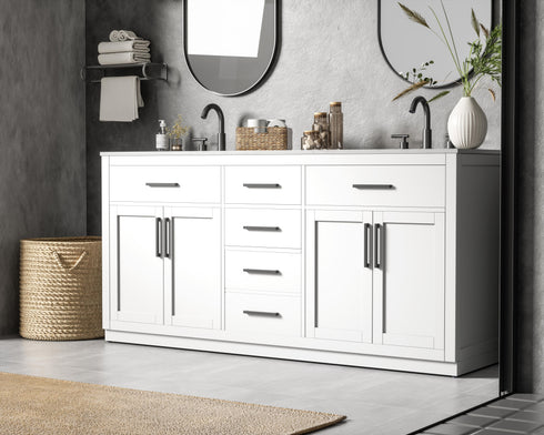 Elegant Lighting Alden Vanity Cabinet 4Dr5Dw 72 Inch W x 22 Inch D x 35 Inch H in White Model: VF29772DWH