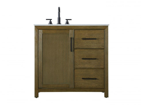 Elegant Lighting Alina 36 inch Single Bathroom Vanity in Chocolate Oak Model: VF29536CO