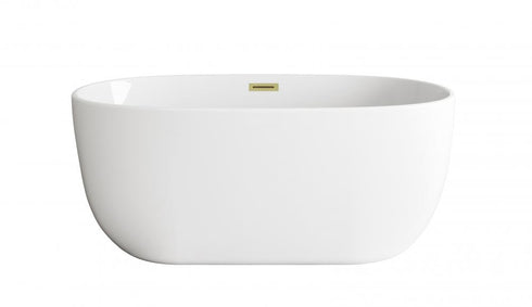 Elegant Lighting Allegra 54 inch Soaking Bathtub in Glossy White with Brushed Gold Trim Model: BT10754GW-BGD