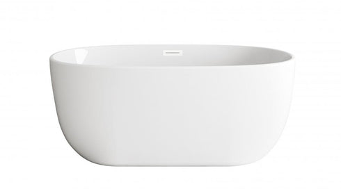 Elegant Lighting Allegra 54 inch Soaking Bathtub in Glossy White with Brushed Gold Trim Model: BT10754GW-BGD