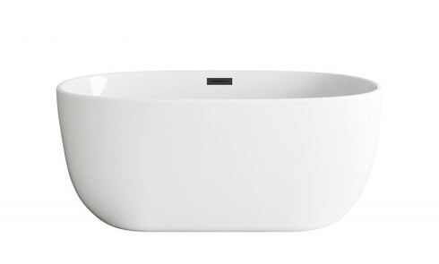 Elegant Lighting Allegra 54 inch Soaking Bathtub in Glossy White with Brushed Gold Trim Model: BT10754GW-BGD