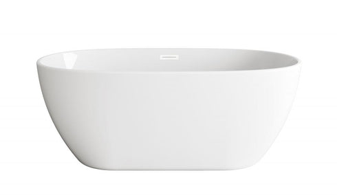 Elegant Lighting Allegra 59 inch Soaking Bathtub in Glossy White with Brushed Gold Trim Model: BT10759GW-BGD