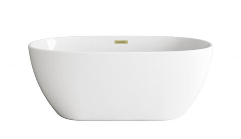 Elegant Lighting Allegra 59 inch Soaking Bathtub in Glossy White with Brushed Gold Trim Model: BT10759GW-BGD