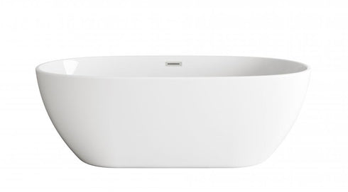 Elegant Lighting Allegra 67 inch Soaking Bathtub in Glossy White with Brushed Gold Trim Model: BT10767GW-BGD