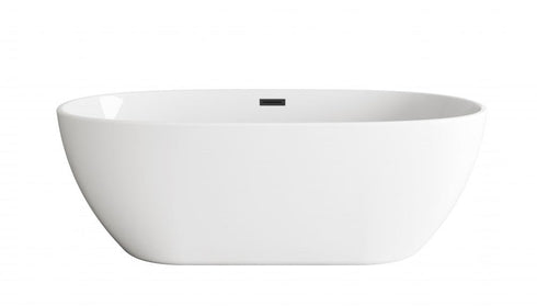 Elegant Lighting Allegra 67 inch Soaking Bathtub in Glossy White with Brushed Gold Trim Model: BT10767GW-BGD