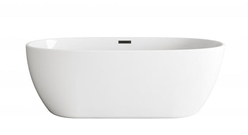 Elegant Lighting Allegra 77 inch Soaking Bathtub in Glossy White with Brushed Gold Trim Model: BT10770GW-BGD