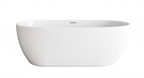 Elegant Lighting Allegra 77 inch Soaking Bathtub in Glossy White with Brushed Gold Trim Model: BT10770GW-BGD
