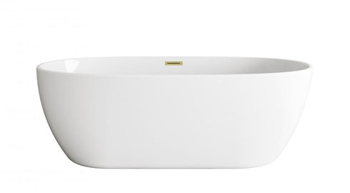 Elegant Lighting Allegra 77 inch Soaking Bathtub in Glossy White with Brushed Gold Trim Model: BT10770GW-BGD