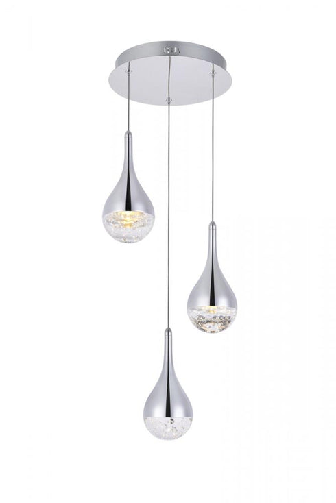 Elegant Lighting Amherst Collection LED 3 Light chandelier 12 Inch x 9 Inch chrome finish Model: 3803D12C