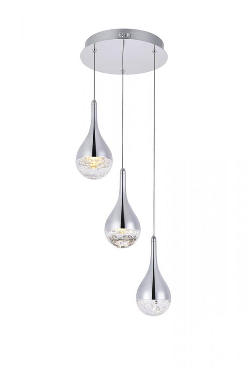 Elegant Lighting Amherst Collection LED 3 Light chandelier 12 Inch x 9 Inch chrome finish Model: 3803D12C