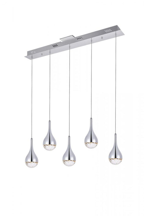 Elegant Lighting Amherst Collection LED 5 Light chandelier 34 Inch x 4 Inch x 9 Inch chrome finish Model: 3805D33C