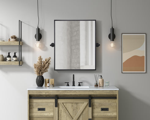 Elegant Lighting Amoura Metal Frame Mirror 20 Inch W x 24 Inch H in Black Model: MR6H2024BLK