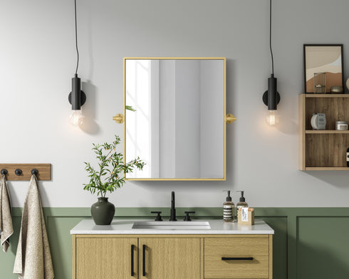 Elegant Lighting Amoura Metal Frame Mirror 20 Inch W x 24 Inch H in Brass Model: MR6H2024BRA