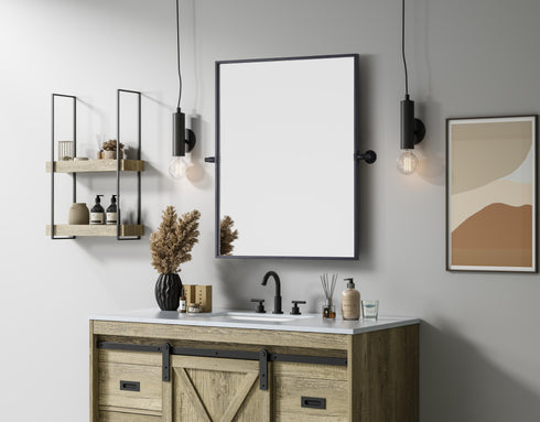 Elegant Lighting Amoura Metal Frame Mirror 24 Inch W x 30 Inch H in Black Model: MR6H2430BLK