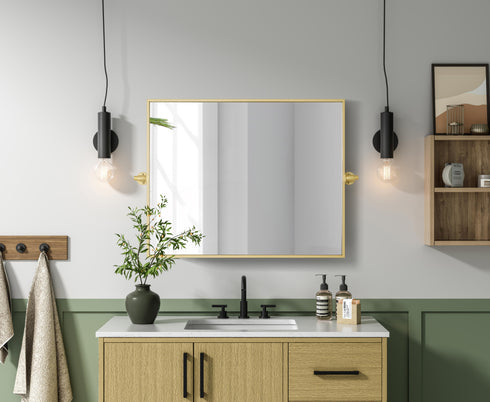 Elegant Lighting Amoura Metal Frame Mirror 24 Inch W x 30 Inch H in Brass Model: MR6H2430BRA