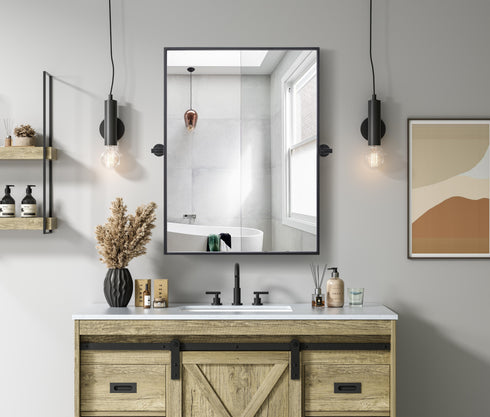 Elegant Lighting Amoura Metal Frame Mirror 24 Inch W x 32 Inch H in Black Model: MR6H2432BLK