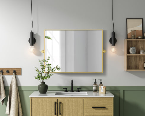 Elegant Lighting Amoura Metal Frame Mirror 24 Inch W x 32 Inch H in Brass Model: MR6H2432BRA