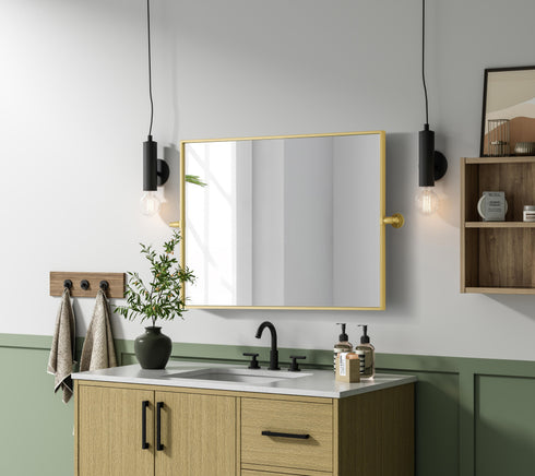 Elegant Lighting Amoura Metal Frame Mirror 24 Inch W x 32 Inch H in Brass Model: MR6H2432BRA