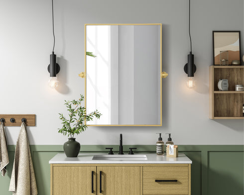 Elegant Lighting Amoura Metal Frame Mirror 24 Inch W x 32 Inch H in Brass Model: MR6H2432BRA