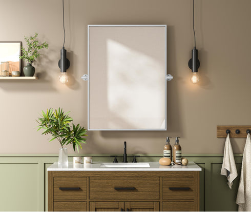 Elegant Lighting Amoura Metal Frame Mirror 24 Inch W x 32 Inch H in Silver Model: MR6H2432SIL