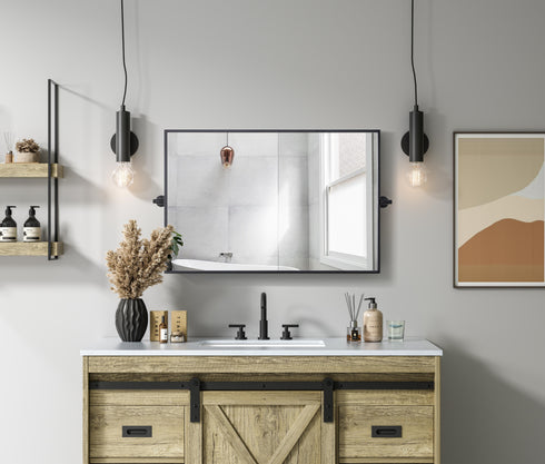 Elegant Lighting Amoura Metal Frame Mirror 24 Inch W x 36 Inch H in Black Model: MR6H2436BLK