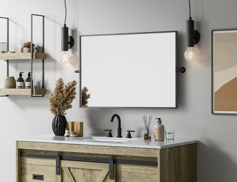 Elegant Lighting Amoura Metal Frame Mirror 24 Inch W x 36 Inch H in Black Model: MR6H2436BLK