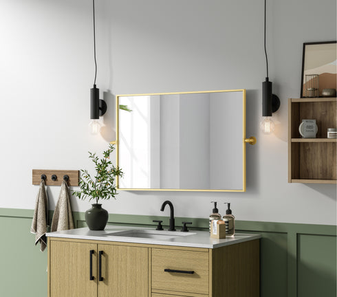 Elegant Lighting Amoura Metal Frame Mirror 24 Inch W x 36 Inch H in Brass Model: MR6H2436BRA