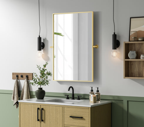 Elegant Lighting Amoura Metal Frame Mirror 24 Inch W x 36 Inch H in Brass Model: MR6H2436BRA