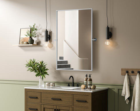 Elegant Lighting Amoura Metal Frame Mirror 24 Inch W x 36 Inch H in Silver Model: MR6H2436SIL